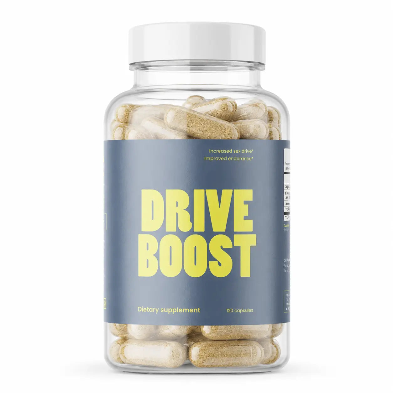 Supplement bottle labeled 'Drive Boost' on a white background