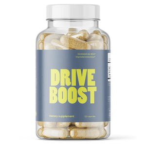 Supplement bottle labeled 'Drive Boost' on a white background