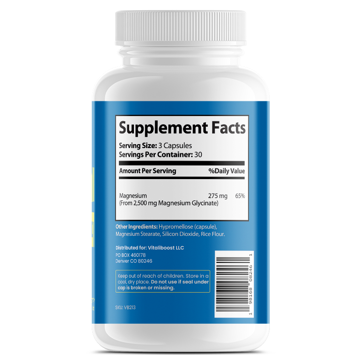 Magnesium Glycinate - 275 mg/serving - 1 month supply