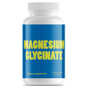 Supplement bottle labeled 'Magnesium Glycinate' on a white background