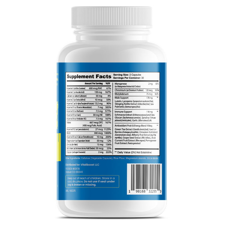 Men's Daily Multivitamin - 34 Doctor-formulated Vitamins, Minerals, & Antioxidants