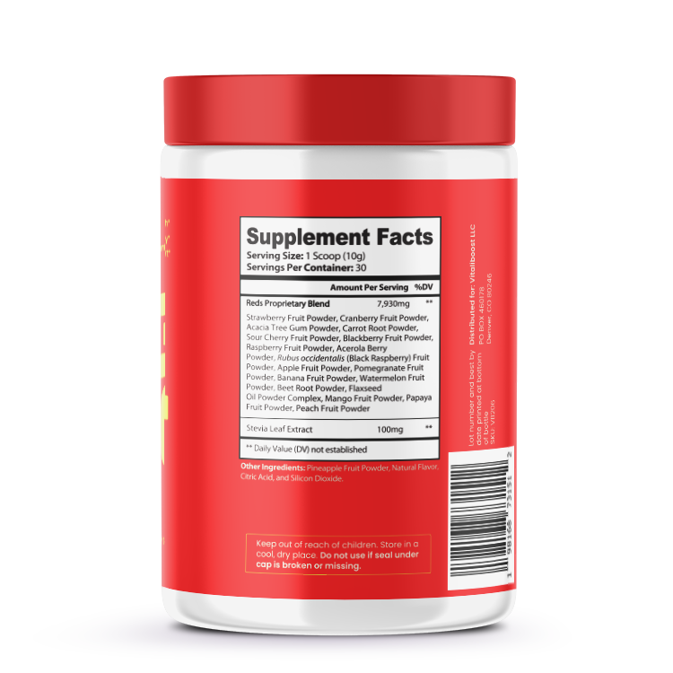 Red Boost Superfood Powder: 19 Fruits & Berries - 30 Daily Servings