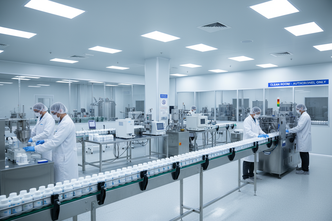 supplement manufacturing process, clean, lab