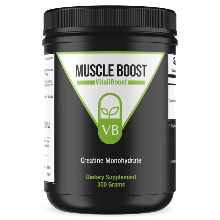 Muscle Boost contains 100% pure Creatine Monohydrate (that's it!). Vitaliboost’s Creatine Monohydrate supplement is one of the highest quality available, containing no fillers or additives. This gives you ultimate results: increased muscle mass and strength, improved athletic performance, and enhanced recovery time. Made in the USA.